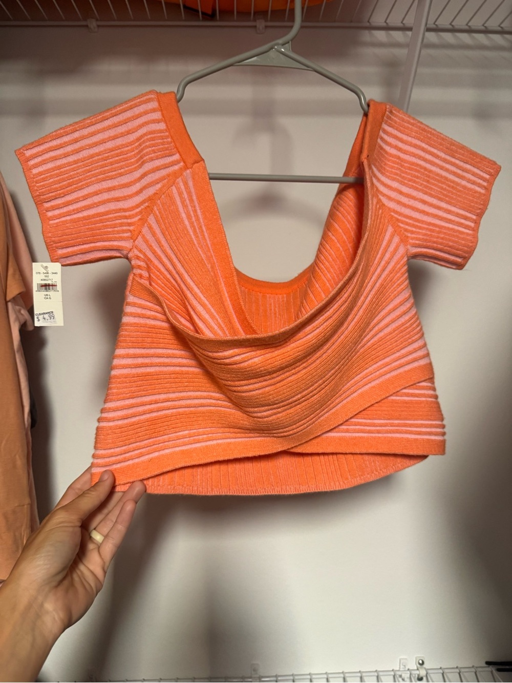 Women’s Orange Striped Knit Crop Top
